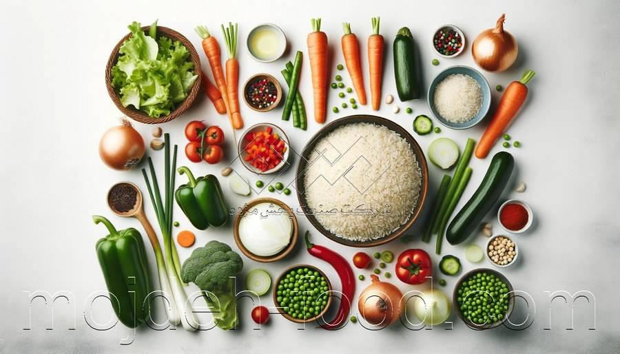 مواد لازم برای برنج با سبزیجات